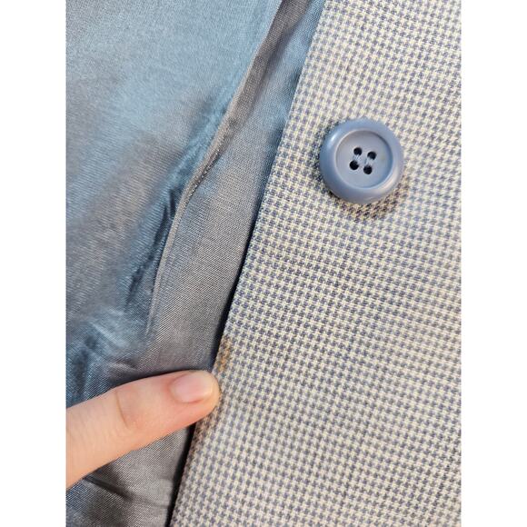 Vintage Pendleton 100% virgin wool light blue houndstooth size 6 womens blazer - Picture 4 of 9